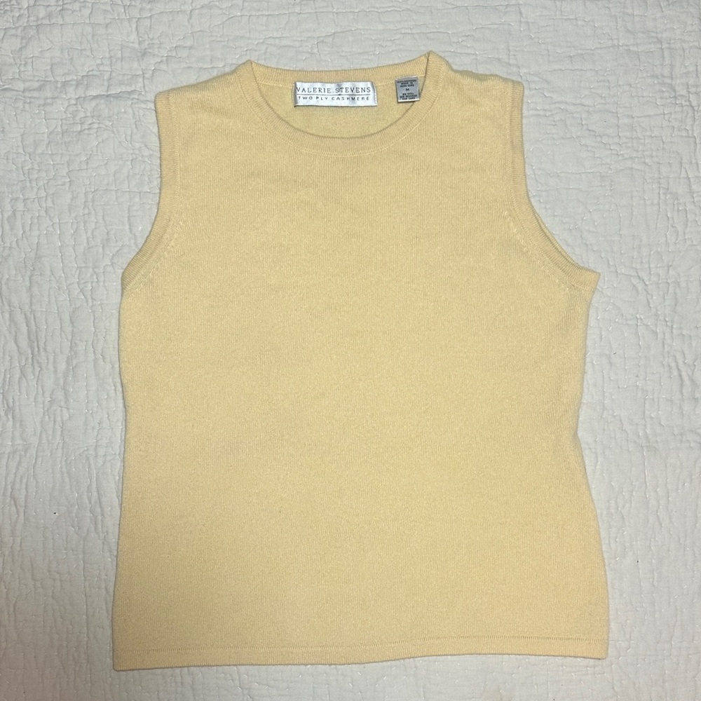 Valerie Stevens Butter Yellow Cashmere Sweater Vest Top